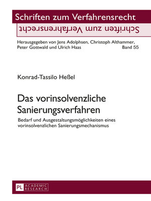 cover image of Das vorinsolvenzliche Sanierungsverfahren